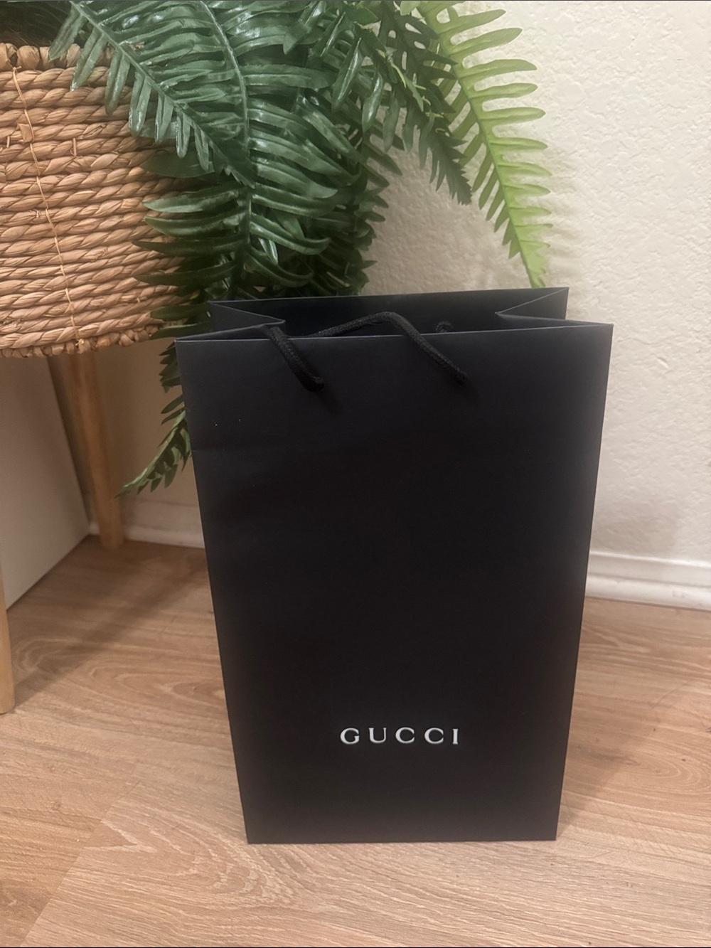Gucci Black Matte Logo Gift Bag with Rope Handles
